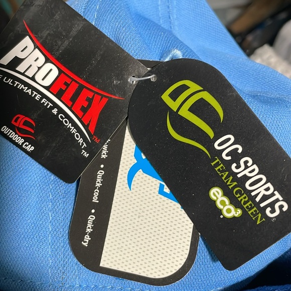 OC Sports Proflex Bamboo Charcoal Flat Visor Cap 6 Panel Light Blue S/M NWT - Picture 4 of 9